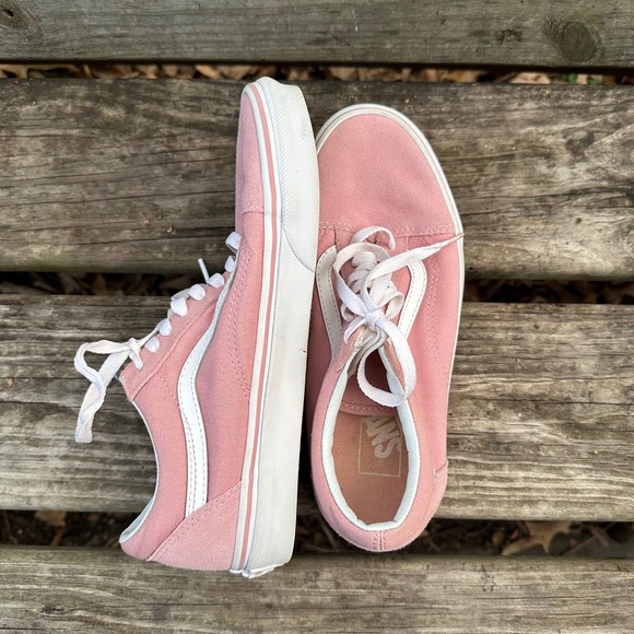 Vans Old Skool Suede Leather Lace Up Low Top Sneakers Zephyr Pink Size 8.5 - Picture 5 of 9
